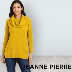 Jeanne Pierre Fisherman Chunky Cable Knit Mustard Yellow Oversized Turtleneck 2X